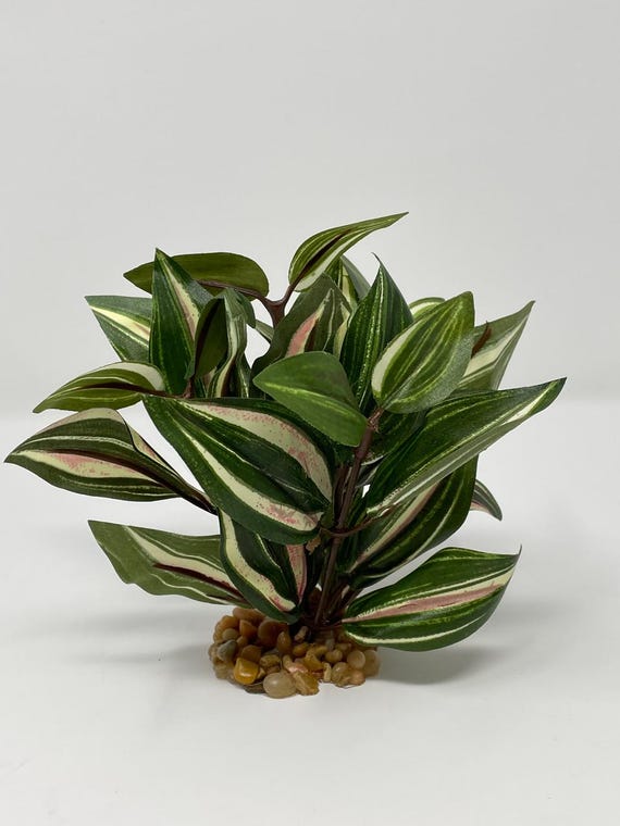 4-5" SMD (4-stem) Green/Cream/Pink INCH BUSH Silk Plant, Stone base