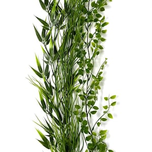 XL 28" Mixed Aquarium Plant Combo: Sea Grass Willow, Pea Leaf & Bamboo, stone base