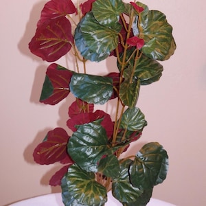 LARGE 15&quot; CREEPING CHARLIE Bush Green & Burgundy silk  Plant, Stone Base