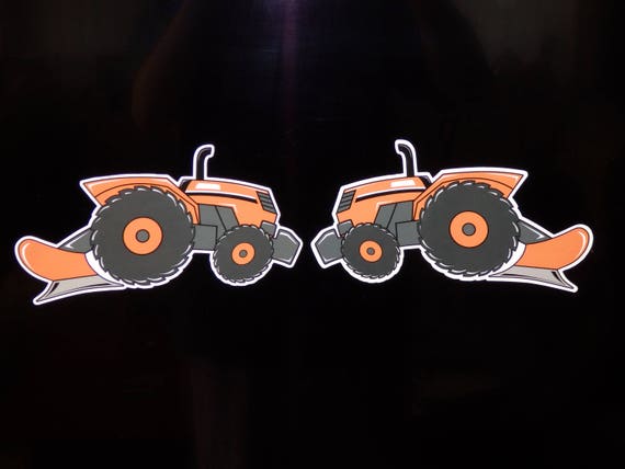 SET OF 2 KUBOTA TRACTOR VINYL DECAL STICKER WHITE