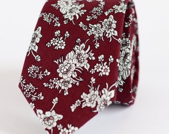 Floral Ties For Men Burgundy , Floral Ties For Men Wine, Floral Ties Skinny, Floral Ties Boy, Floral Tie Skinny,  Floral Tie Wine