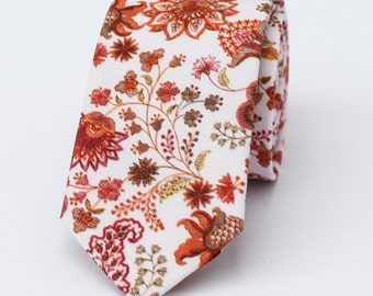 Cinnamon Floral Wedding Tie, Cinnamon Floral Men’s Tie, Cinnamon Floral Bow Tie, Cinnamon Floral Pocket Square, F1019