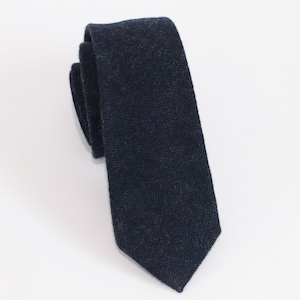 Navy Wool Necktie, Navy Wool Bow Tie, Navy Wool Pocket Square, Wedding Wool Dress Necktie, Father's Tie