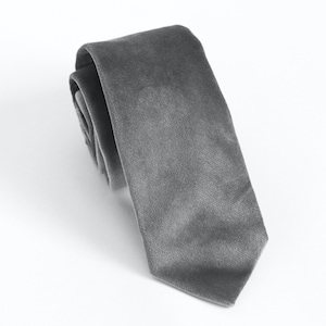 Steel Grey Stretch Velvet Necktie, Steel Grey Stretch Velvet Bow Tie, Steel Grey Stretch Velvet Pocket Square, Wedding Velvet Dress Necktie
