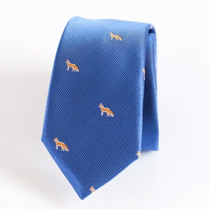 Corbatas únicas de Fox azul, corbatas de hombre azul, corbata de zorro azul, corbatas con logotipo de Fox para fiesta de graduación, corbatas para niño, corbata para novio