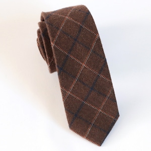 Krawatte aus brauner Wolle, Fliege aus brauner Wolle, Einstecktuch aus brauner Wolle, Krawatte für ein Hochzeitskleid aus Wolle, Krawatte für den Vater