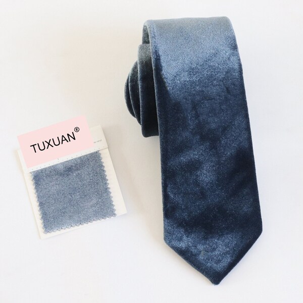 BLUE STONE Wedding Velvet Tie, Men’s Ties, Vintage Men’s Tie, Blue Stone Bow Tie, Groomsmen Tie, Blue Stone Dress Tie, Gift for Men
