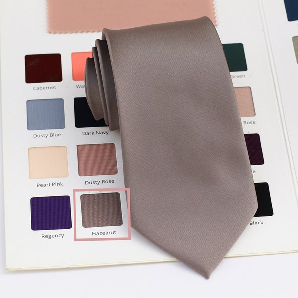 TUXUAN HAZELNUT Wedding Tie, Men’s Ties, Vintage Men’s Tie, Hazelnut Bow Tie, Hazelnut Dress Tie, Pocket Square Hazelnut