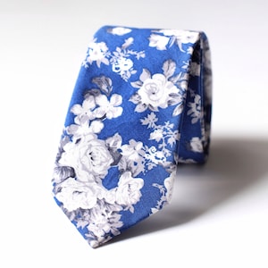 Tie 2.5&quot;,  Wedding Tie, Skinny Tie, Blue Floral Tie, Hand Made, Accessory, Gift For Men, Street Style, For Him, Summer Wedding, Man