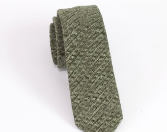 Sage Wool Necktie, Sage Wool Bow Tie, Sage Wool Pocket Square, Wedding Wool Dress Necktie, Father's Tie