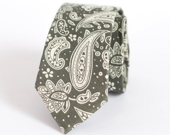 Dusty Sage Paisley Tie, Mens Ties Skinny, Mens Ties Wedding Vintage Sage Paisley, Mens Ties Skinny, Ties For Boy, Ties For Groomsmen