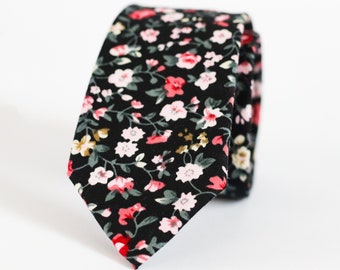 Black Green Floral Skinny Tie, Mens Ties Vintage Juniper Floral, Groomsmen Skinny Tie, Wedding Neckwear, Long Tie Skinny, Ties On Sale