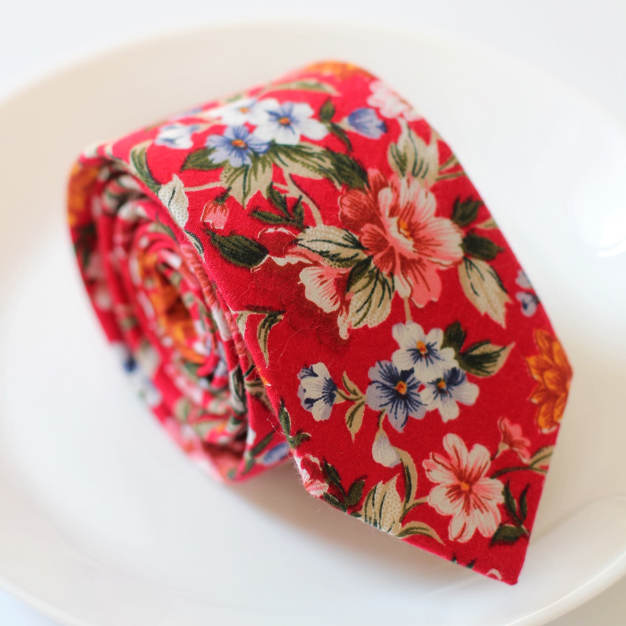 Happy Red Wedding Floral Skinny Tie Skinny Men's Ties Etsy