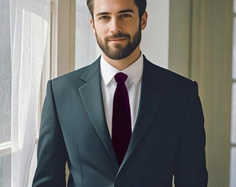 Purple Velvet Wedding Necktie, Men's Formal Tie