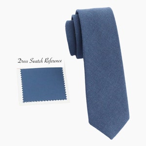 Evening Blue Cotton Wedding Necktie: Vintage Groomsmen Tie