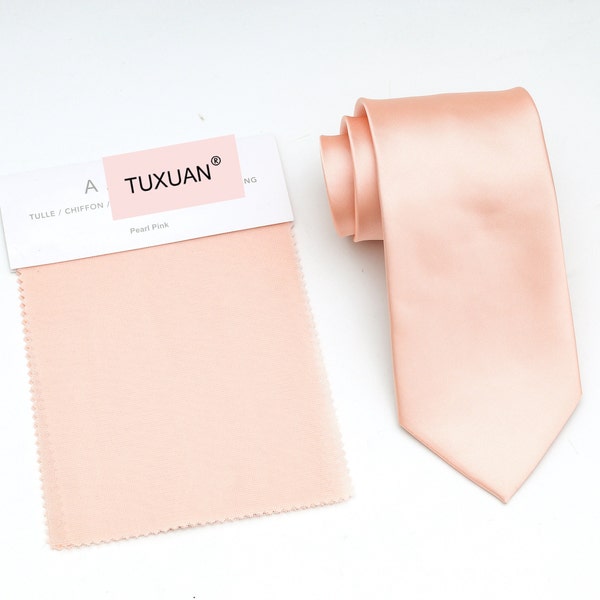 TUXUAN PEARL PINK Wedding Tie, Wedding Men’s Ties, Vintage Men’s Tie, Pearl Pink Bow Tie, Groomsmen Tie, Pearl Pink Dress Tie, Pocket Square