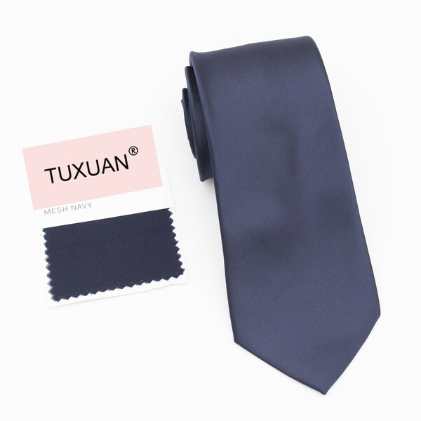 TUXUAN NAVY Wedding Tie, Wedding Men’s Ties, Vintage Men’s Tie, Navy Bow Tie, Navy Dress Tie, Pocket Square Navy
