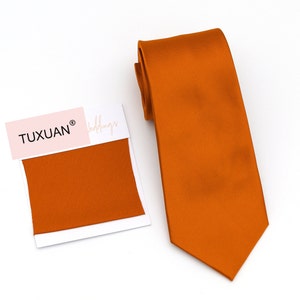 TUXUAN BURNT ORANGE Wedding Tie, Wedding Men’s Ties, Burnt Orange Bow Tie, Burnt Orange Dress Tie, Pocket Square Burnt Orange