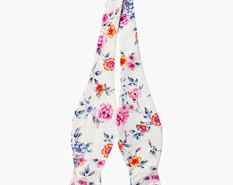 Floral Cotton Bow Tie: White Candy Pink Self-Tie, Adjustable