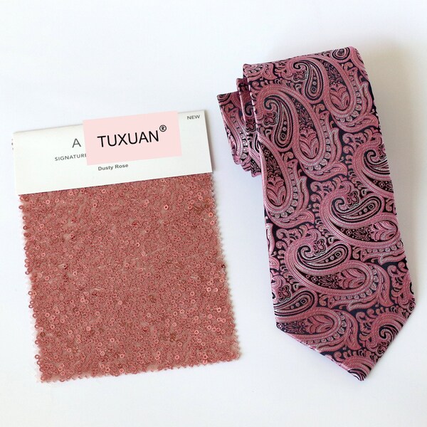 TUXUAN DUSTY ROSE Wedding Tie, Wedding Men’s Ties, Vintage Men’s Tie, Dusty Rose Bow Tie, Groomsmen Tie, Dusty Rose Dress Tie, Wedding Gift