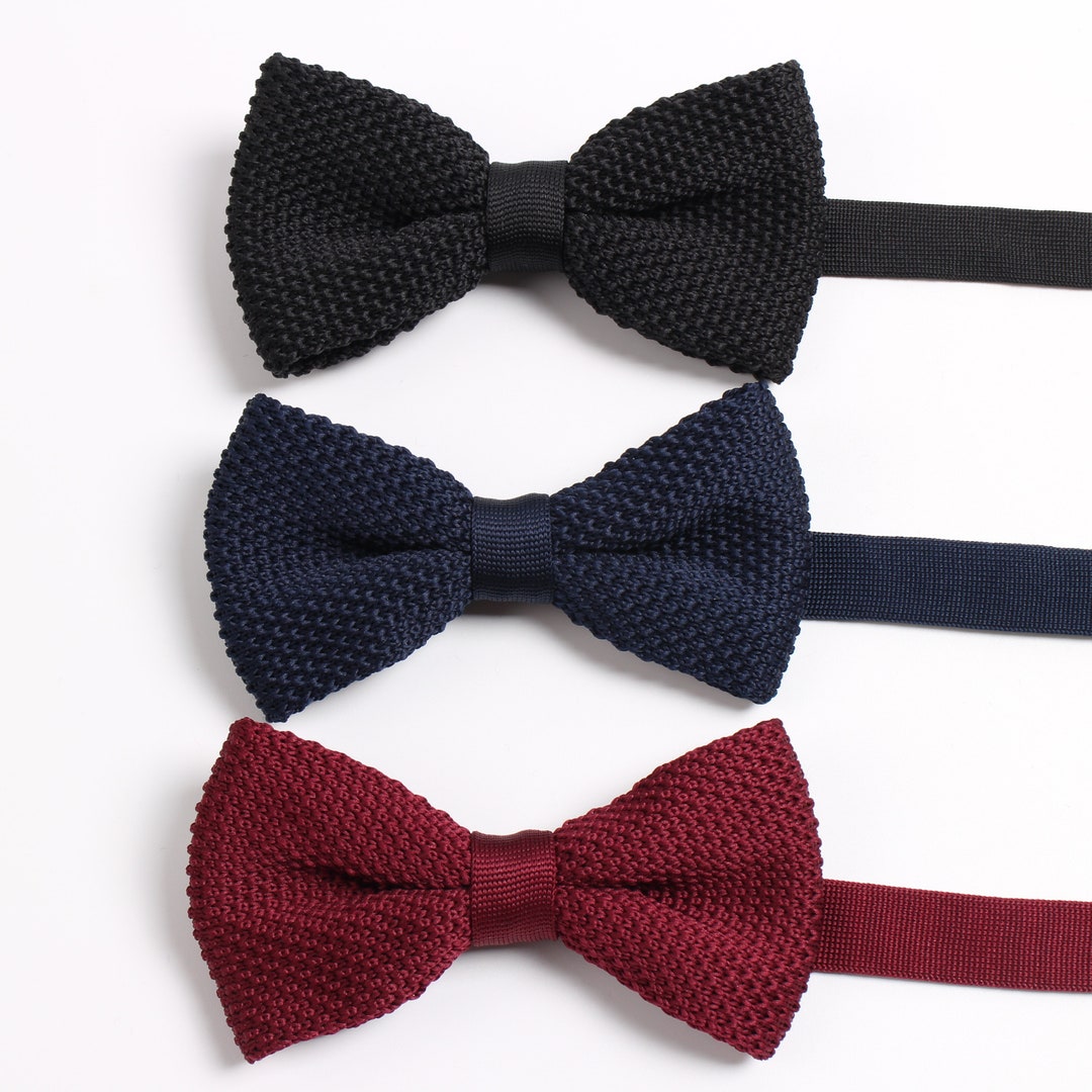knitted black bow tie