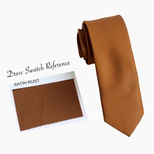 Satin Rust Wedding Tie: Vintage Cotton Groomsmen Necktie