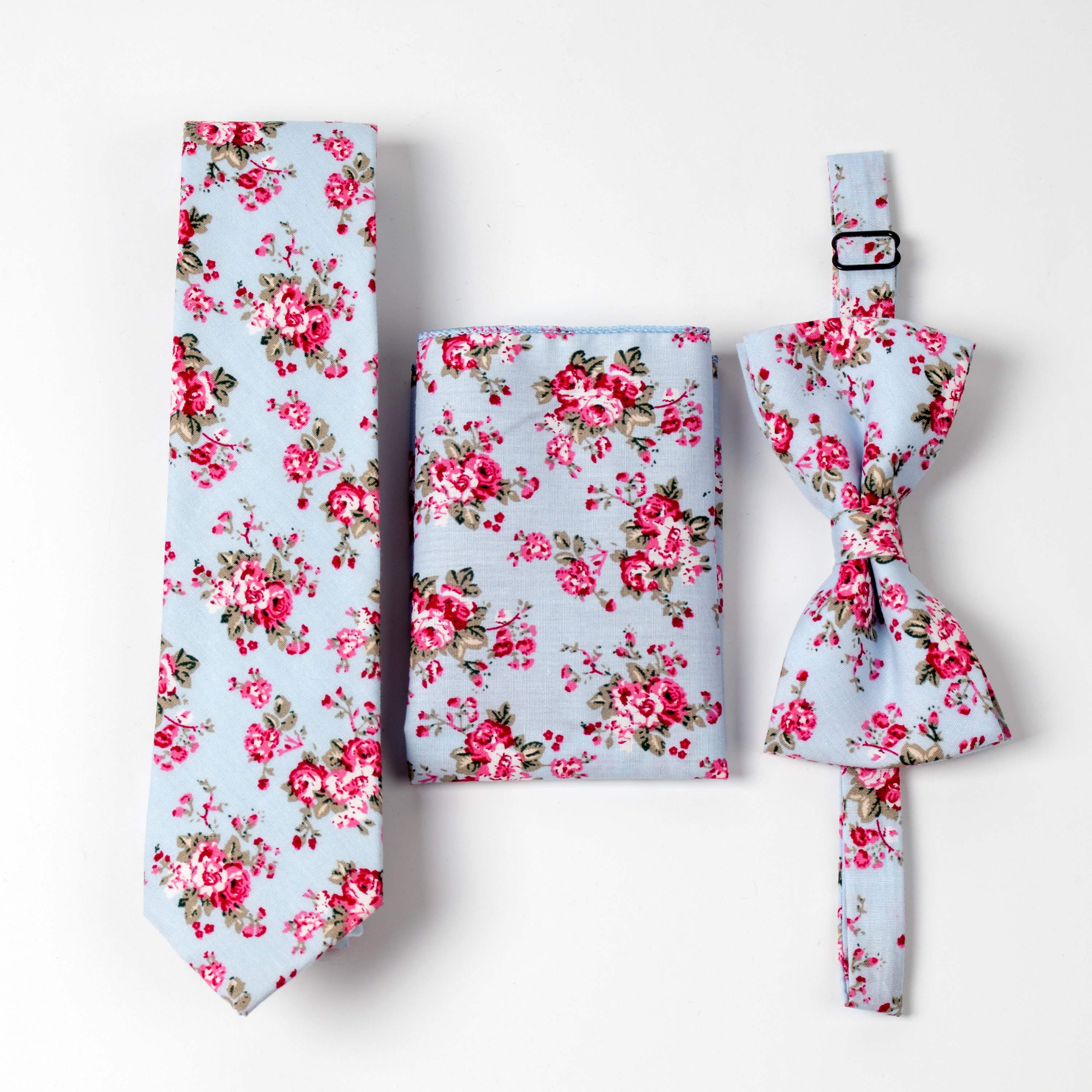 Blue Floral Tie Set Floral Ties Sets Mens Ties Floral Tie Etsy