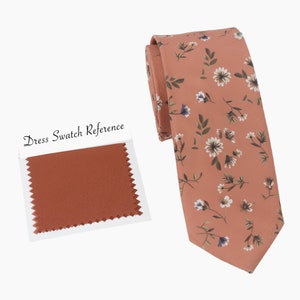 Corbata de boda con flores de terracota: corbata de algodón para hombre