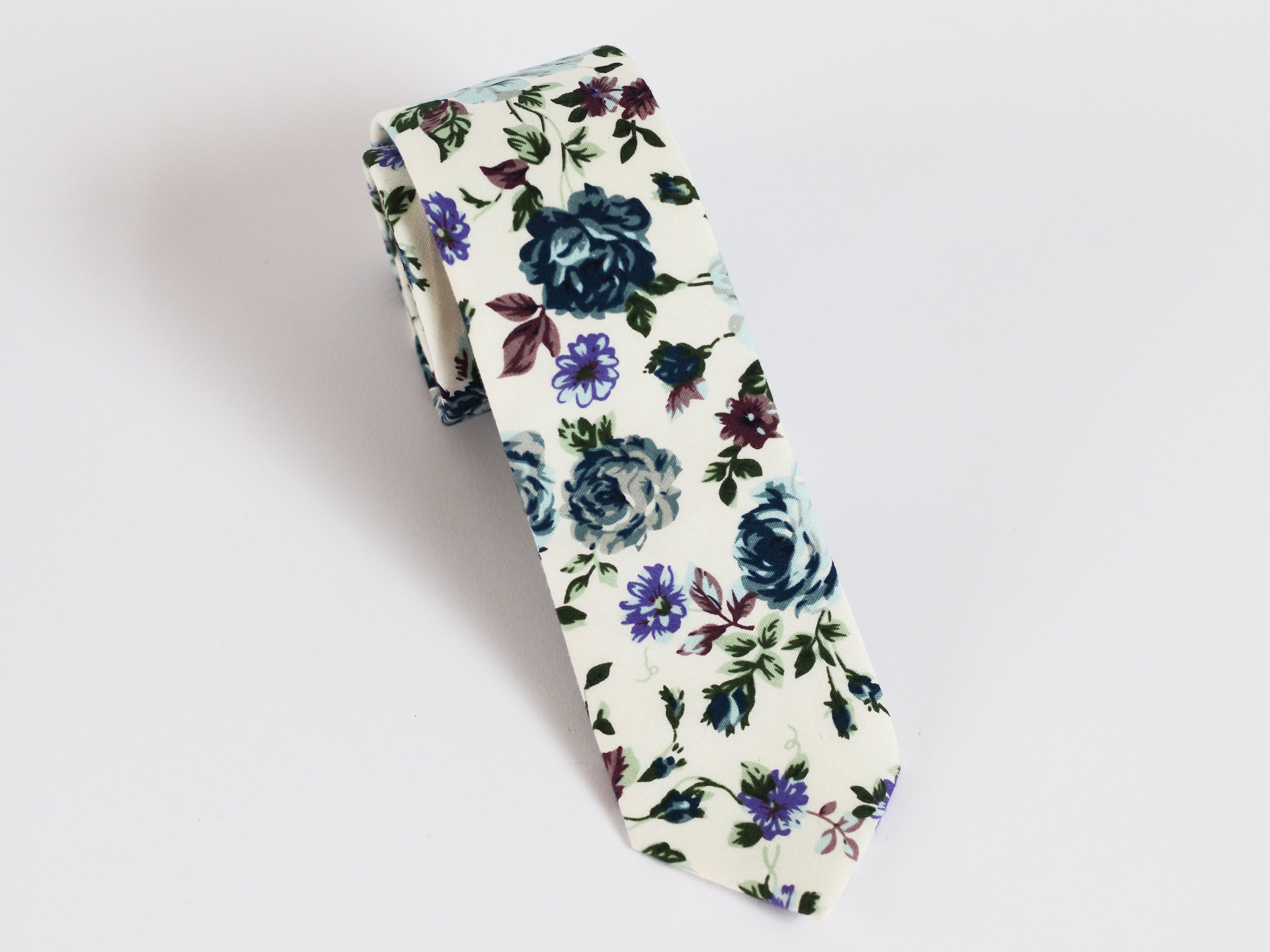 dusty blue floral ties