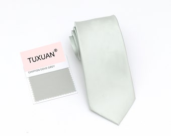 TUXUAN DOVE GREY Wedding Tie, Wedding Men’s Ties, Vintage Men’s Tie, Dove Grey Bow Tie, Dove Grey Dress Tie, Pocket Square Dove Grey