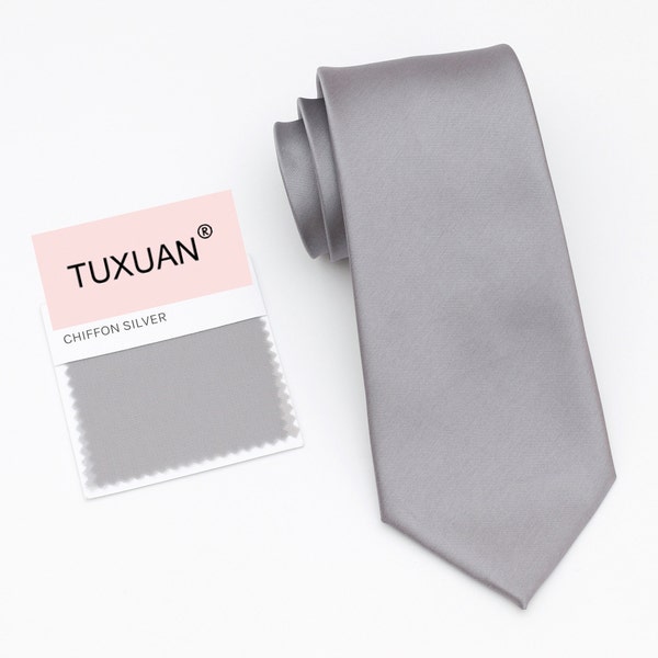 TUXUAN SILVER Wedding Tie, Wedding Men’s Ties, Vintage Men’s Tie, Silver Bow Tie, Silver Dress Tie, Pocket Square Silver