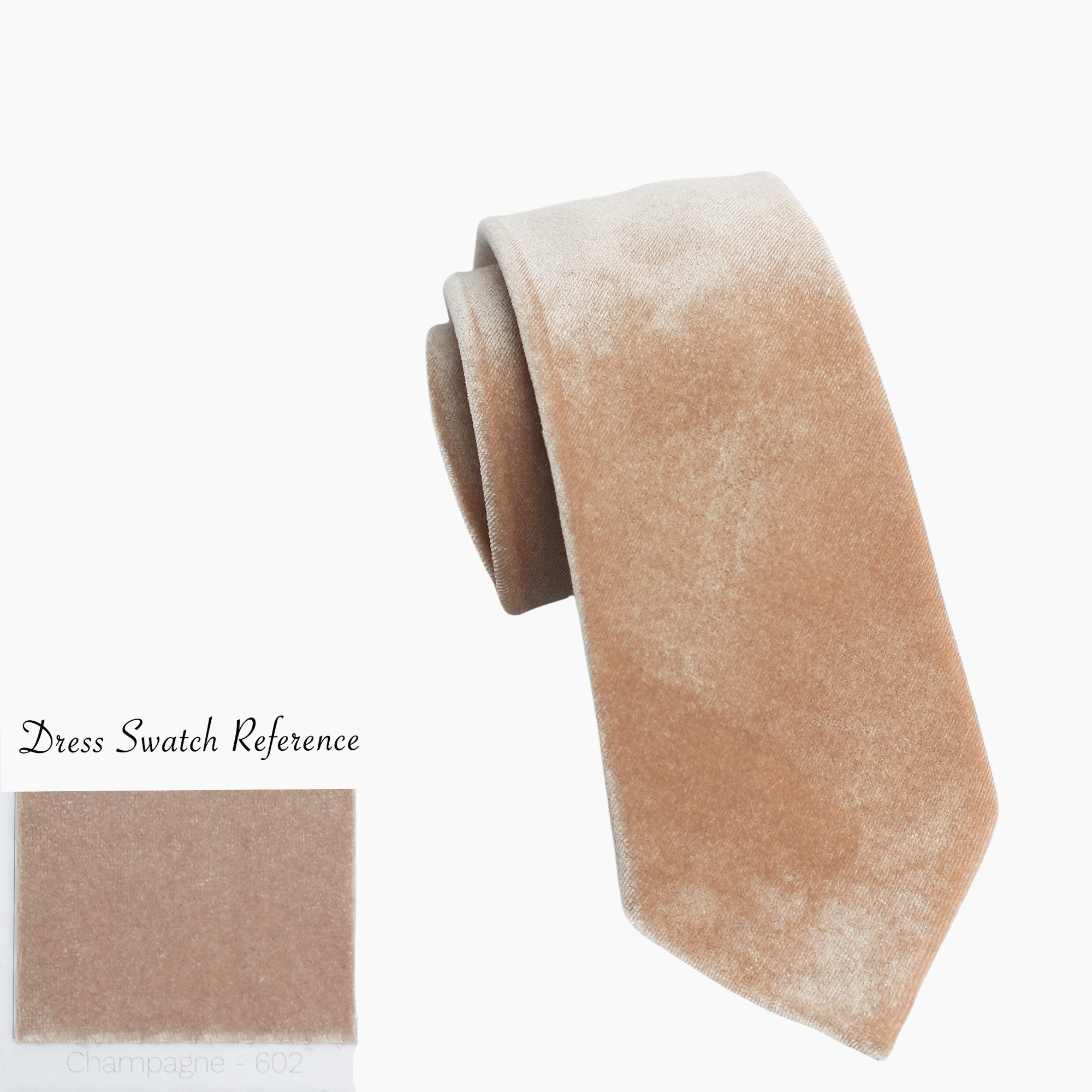 Champagne Velvet Necktie: Men's Wedding Groomsmen Tie
