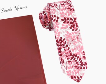 Floral Rose Wood Cotton Wedding Tie, Groomsmen Necktie