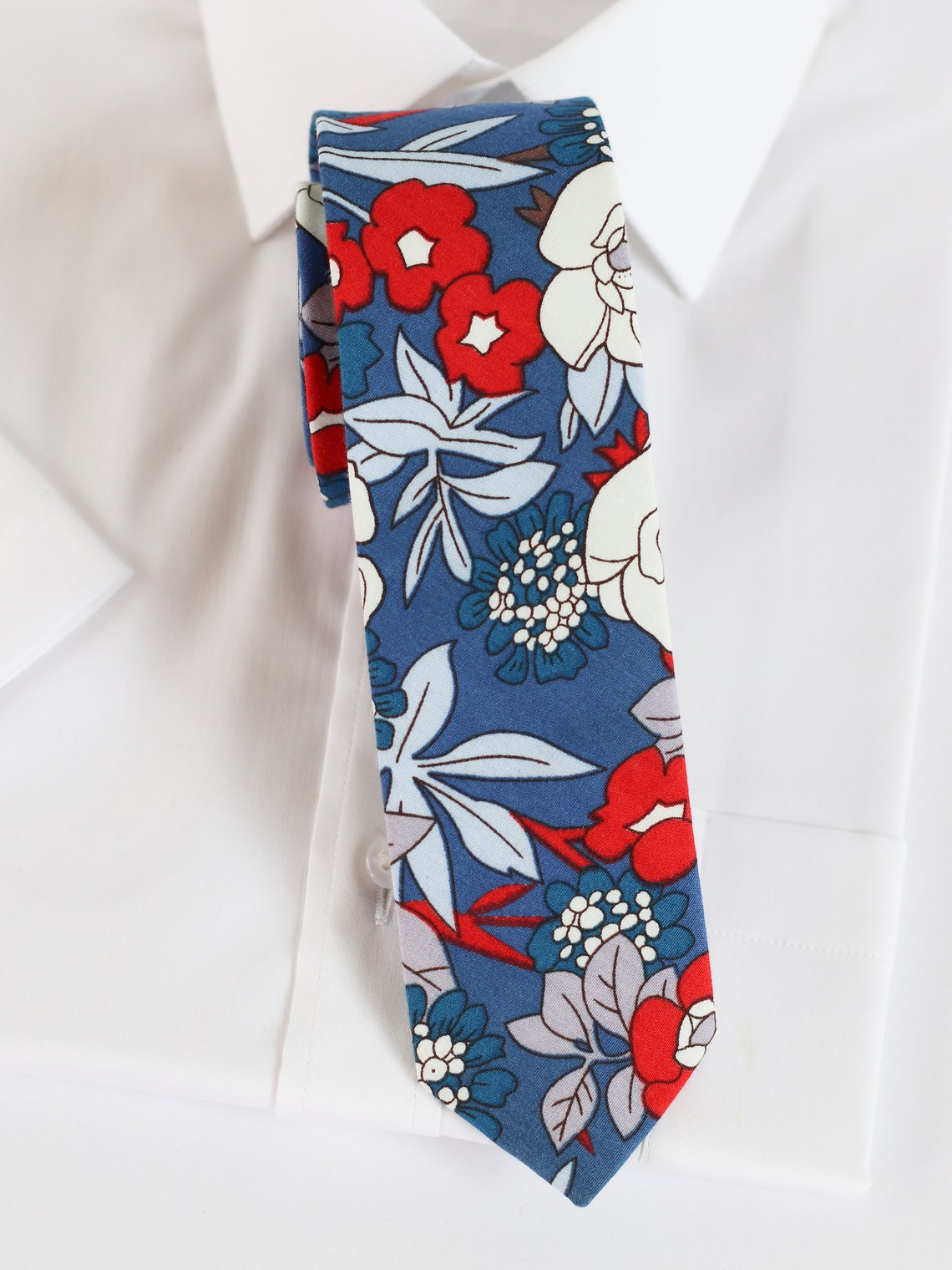 Steel Blue White Floral Mens Tie Floral Ties Steel Blue - Etsy UK