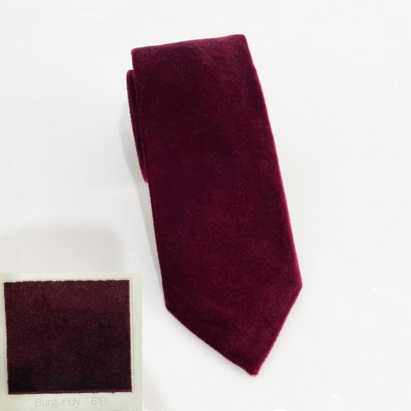 Burgundy Wedding Velvet Tie, Men’s Ties, Vintage Men’s Tie, Burgundy Bow Tie, Groomsmen Tie, Burgundy Dress Tie, Gift for Men, E1271