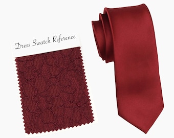 Corbata de boda color vino, corbata de microfibra de color liso para hombre