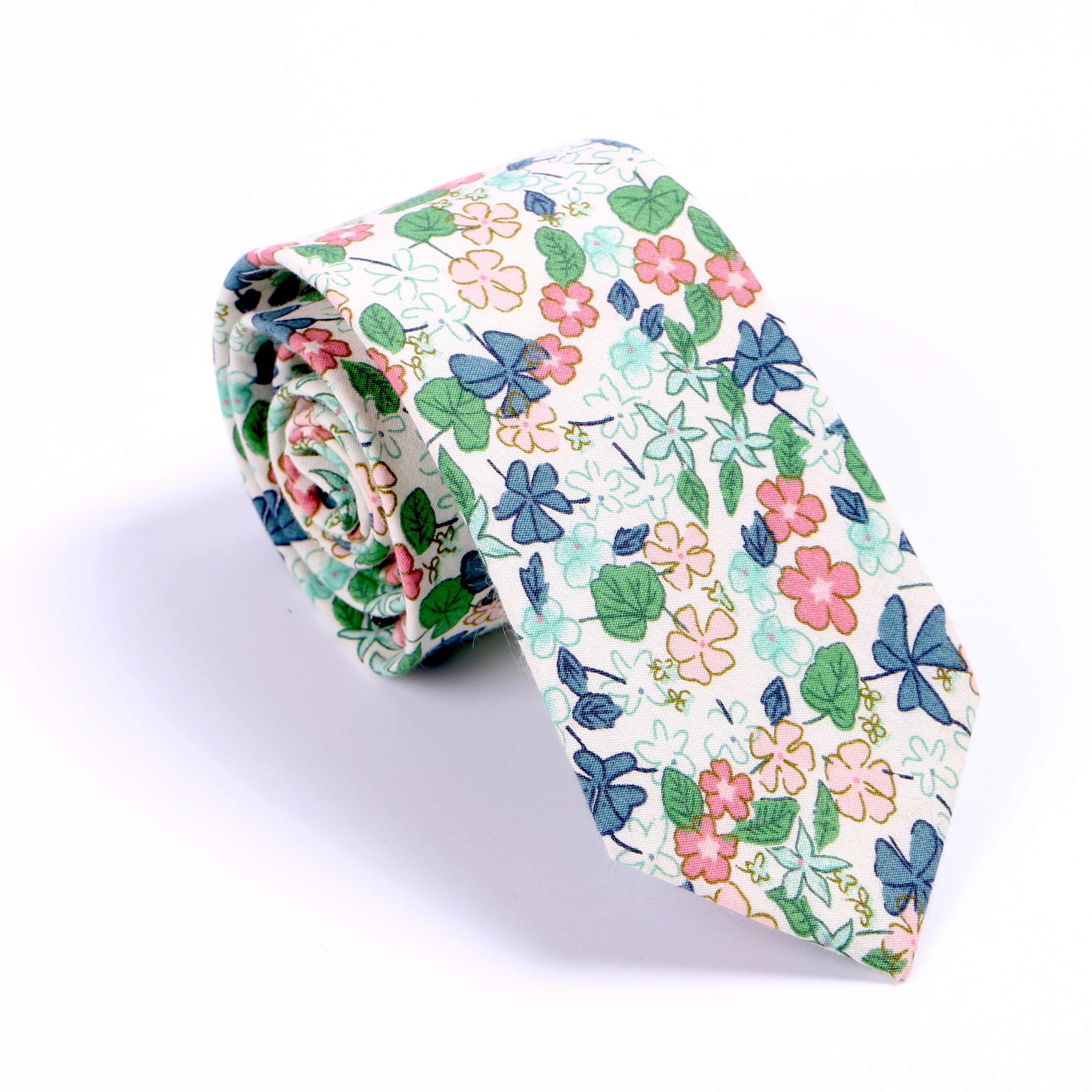 Green Floral Mens Skinny Cotton Ties Floral Mens Ties Green Etsy
