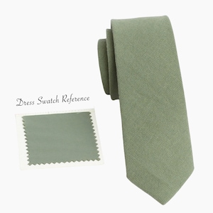 Moss Green Wedding Tie: Floral Cotton Groomsmen Necktie