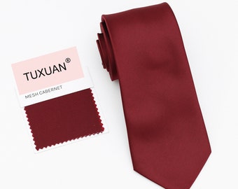 TUXUAN CABERNET Wedding Tie, Wedding Men’s Ties, Vintage Men’s Tie, Cabernet Bow Tie, Cabernet Dress Tie, Pocket Square Cabernet, B1113