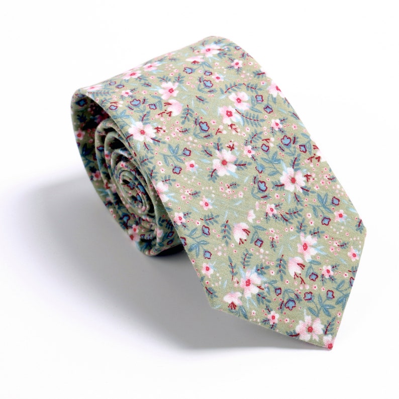 Sage Green Floral Mens Ties Floral Ties for Men Groomsmen Etsy