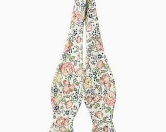 Handmade Pink Floral Cotton Bow Tie - Self-Tie Adjustable