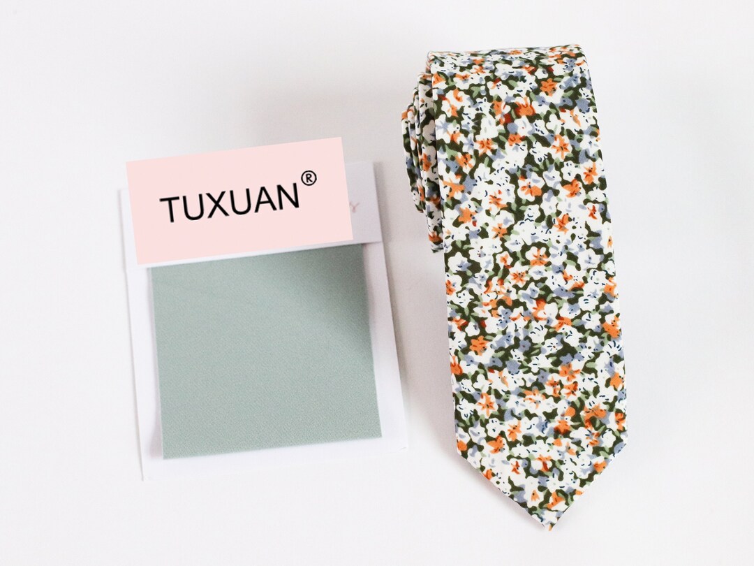 Silver Sage Floral Wedding Tie Mens Ties Vintage Mens Tie Etsy