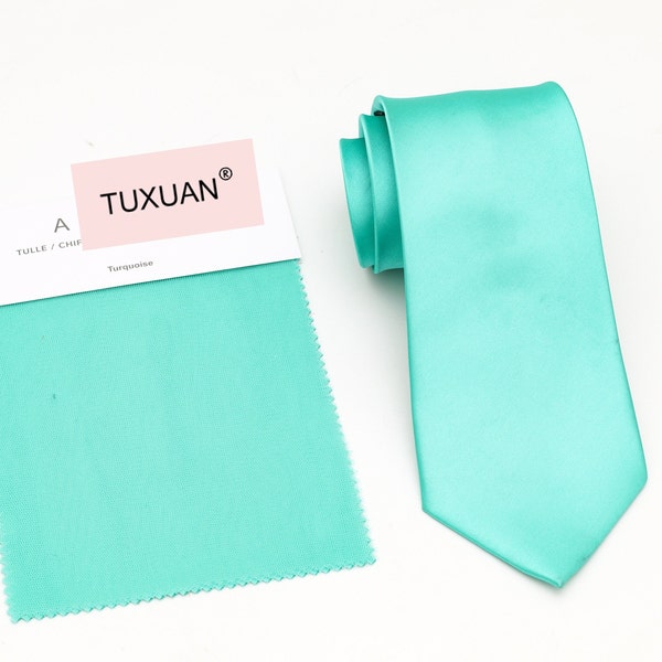 TUXUAN TURQUOISE Wedding Tie, Wedding Men’s Ties, Vintage Men’s Tie, Turquoise Bow Tie, Turquoise Dress Tie, Pocket Square Turquoise