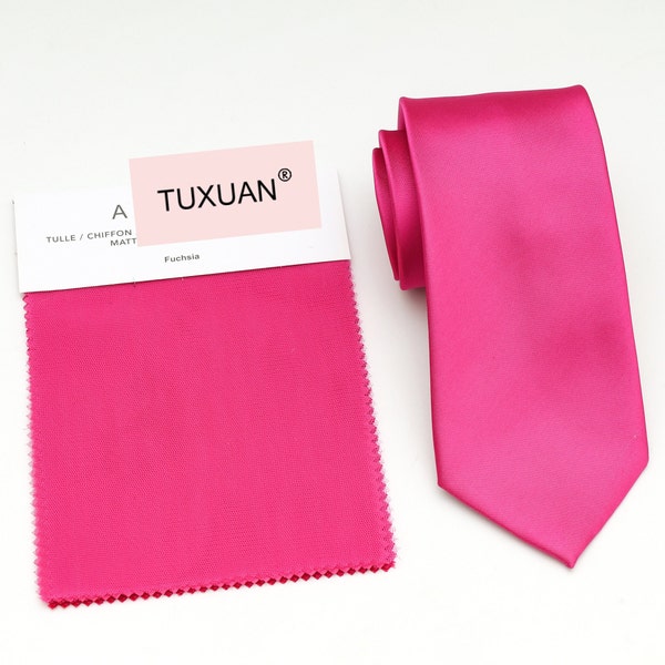 TUXUAN FUCHSIA Wedding Tie, Fuchsia Men’s Ties, Vintage Men’s Tie, Fuchsia Bow Tie, Groomsmen Tie, Fuchsia Dress Tie, Pocket Square Fuchsia