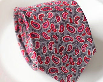 Rode Paisley Heren stropdas, Afdrukken stropdas, Vintage Stropdas, Trouwstropdas, Heren accessoire, Op de verkoop, Cadeau, Cadeau voor mannen, Cadeau voor bruiloft