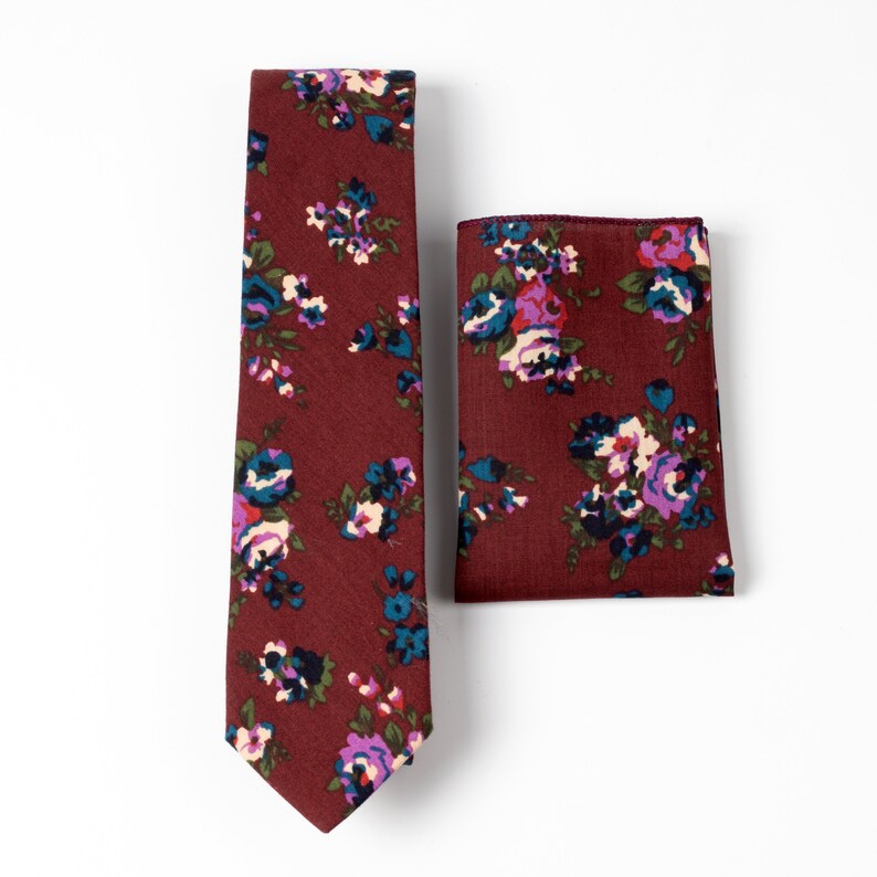 Mens Floral Ties Sets Berry Floral Skinny Ties Sets Wine Tie Etsy