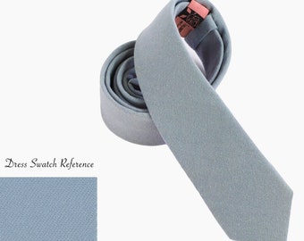 Light Blue Cotton Wedding Tie: Solid Color Men's Necktie