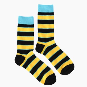 Black Yellow Stripe Men&#39;s Socks, Wedding Socks, Groomsmen Socks, Men&#39;s Accessories, Fashion Style Socks With Stripe