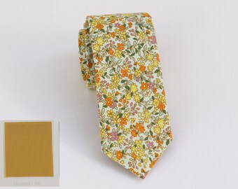 Mustard 941 Floral Wedding Tie, Wedding Men’s Tie, Mustard 941 Floral Bow Tie, Mustard 941 Floral Pocket Square, D5429