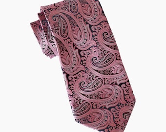 Dusty Rose Paisley Wedding Tie, Wedding Men’s Ties, Vintage Men’s Tie, Dusty Rose Bow Tie, Groomsmen Tie, Dusty Rose Dress Tie, Wedding Gift